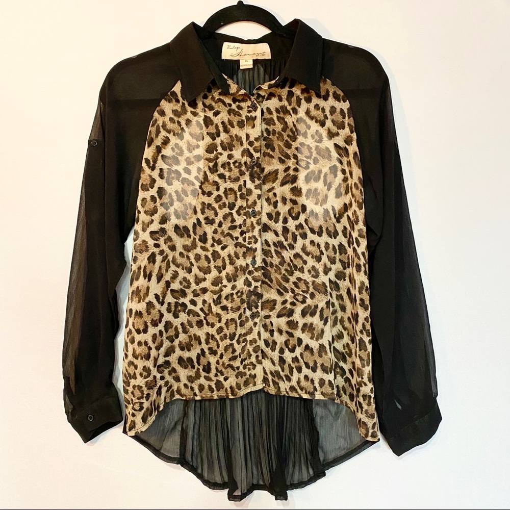 Vintage Havana long sleeve leopard blouse